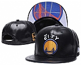 Warriors Team Logo Black Leather Adjustable Hat GS,baseball caps,new era cap wholesale,wholesale hats